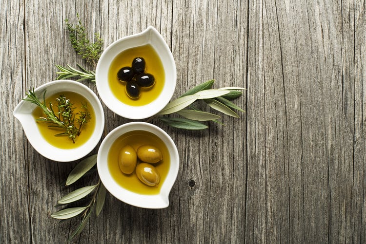 Olive oil with fresh herbs