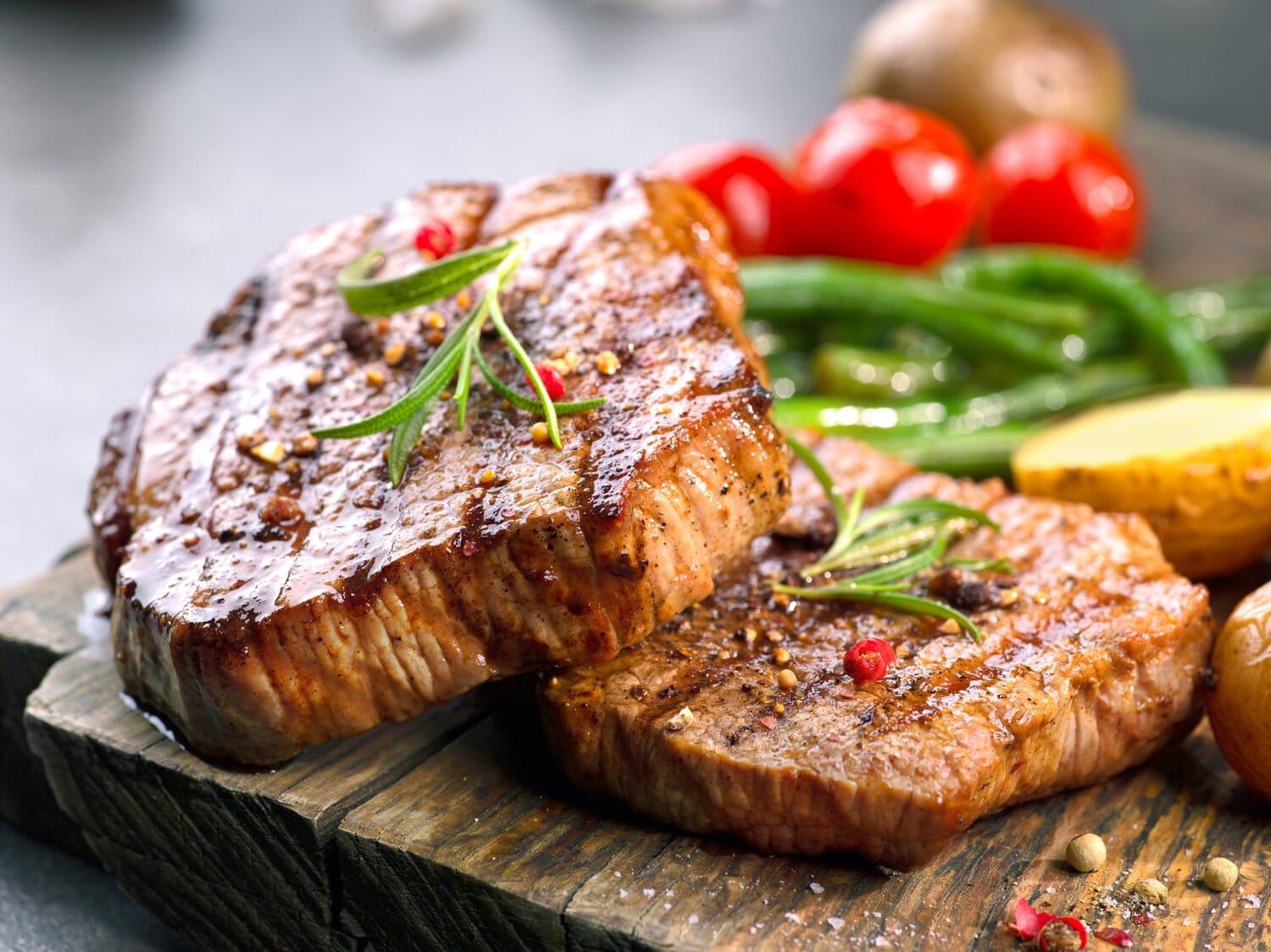 Grilled beef steaks with ingredients will make food more delicious