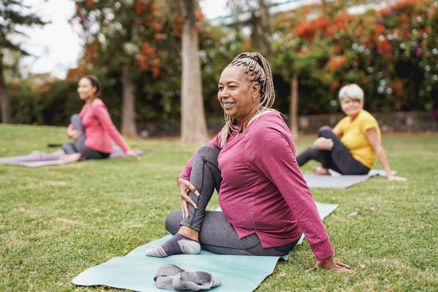 Yoga exercise with social distance for coronavirus